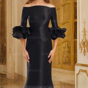 Black Satin Evening Dress